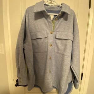 H&M Oversized Shirt Jacket - Light Blue - XL